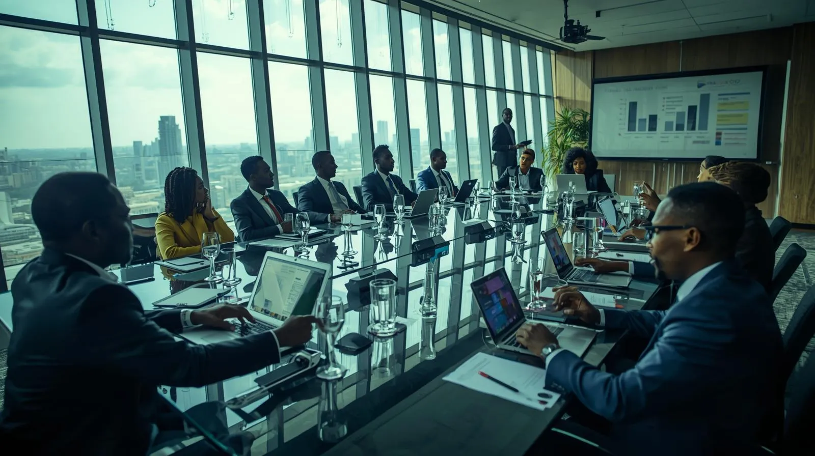 Corporate conference delegates networking in a modern Nairobi conference venue